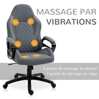 HOMCOM Fauteuil de Bureau Massant Chaise Pivotant Hauteur Réglable Grand Confort 6 Points de Massage avec Télécommode 64 x 68,5 x 113-121 cm Gris 4
