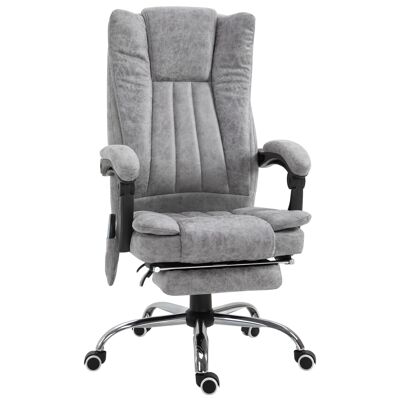 Heated massage executive office chair adjustable height reclining backrest footrest gray synthetic cover