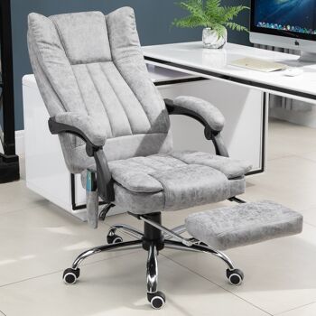 Fauteuil de bureau direction massant chauffant hauteur réglable dossier inclinable repose-pied revêtement synthétique gris 4