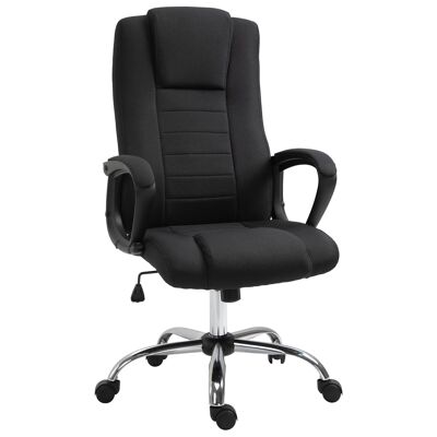 HOMCOM Office chair with wheels ergonomic swivel manager chair adjustable height linen black