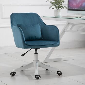 Chaise de bureau velours fauteuil bureau massant coussin lombaire intégré hauteur réglable pivotante 360° 2