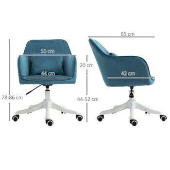Chaise de bureau velours fauteuil bureau massant coussin lombaire intégré hauteur réglable pivotante 360° 3
