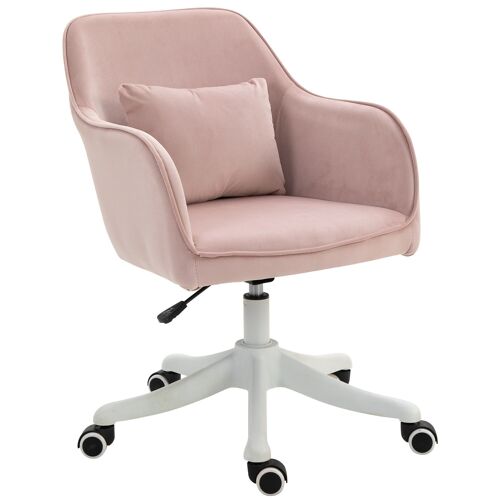 Chaise de bureau velours fauteuil bureau massant coussin lombaire intégré hauteur réglable pivotante 360° rose poudré