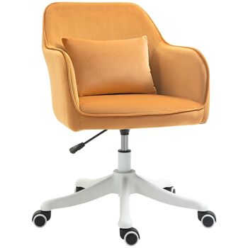 Chaise de bureau velours fauteuil bureau massant coussin lombaire intégré hauteur réglable pivotante 360° jaune 1