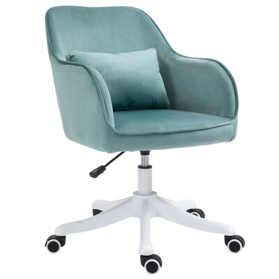 Sedia da ufficio in velluto sedia da scrivania massaggiante cuscino lombare integrato regolabile in altezza girevole a 360° verde menta