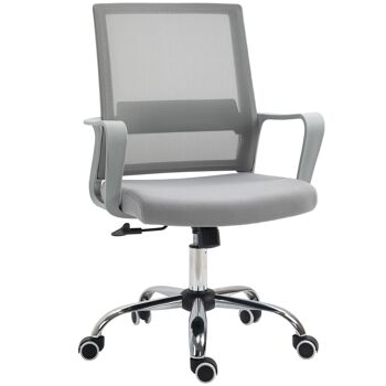 Vinsetto Fauteuil chaise de bureau ergonomique hauteur réglable pivotante 360° revêtement maille gris 1
