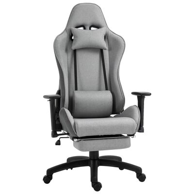 Vinsetto High comfort manager office armchair footrest integrated headrest + lumbar cushion reclining backrest adjustable armrests gray linen