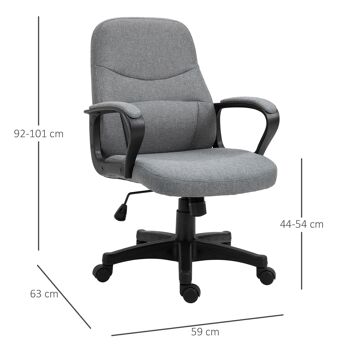 Vinsetto Chaise de bureau fauteuil bureau massant pivotant hauteur réglable tissu lin 3