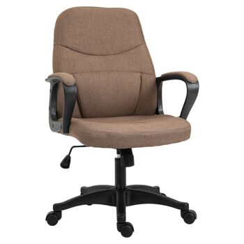 Vinsetto Chaise de bureau fauteuil bureau massant pivotant hauteur réglable tissu lin marron 1