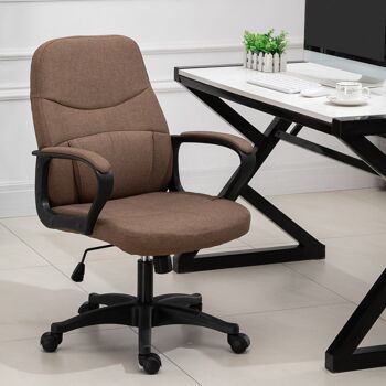 Vinsetto Chaise de bureau fauteuil bureau massant pivotant hauteur réglable tissu lin marron 2