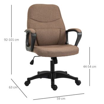 Vinsetto Chaise de bureau fauteuil bureau massant pivotant hauteur réglable tissu lin marron 3