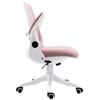 Vinsetto Chaise de bureau tissu lin hauteur réglable pivotante 360° accoudoirs relevables support lombaires réglable rose 4