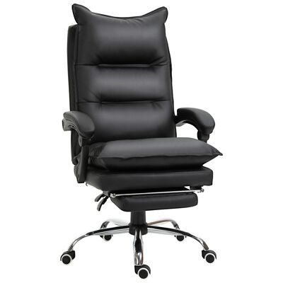 Vinsetto Executive office chair adjustable height reclining backrest integrated footrest black synthetic cover