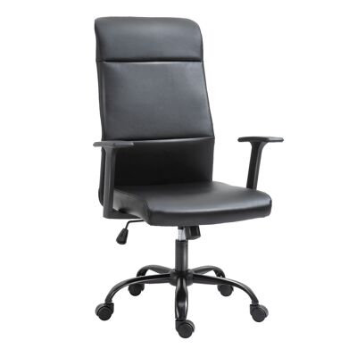 Vinsetto Sedia da ufficio direzionale ergonomica Girevole a 360° Sedile regolabile in altezza Rivestimento sintetico PU nero