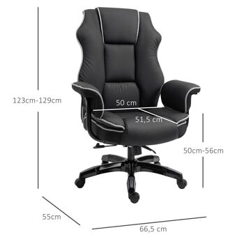 Vinsetto Fauteuil de bureau gamer ergonomique grand confort - 66,5L x 55l x 123-129H cm - noir 3