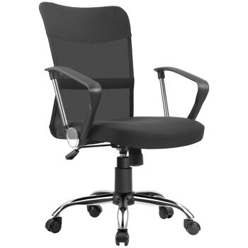 Vinsetto Fauteuil de bureau chaise de bureau réglable pivotant 360° fonction à bascule lin maille résille respirante noir 1