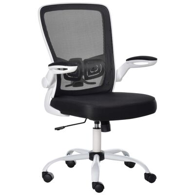 Vinsetto Sedia da ufficio ergonomica regolabile in altezza 360° braccioli girevoli regolabili tessuto rete bicolore nero bianco