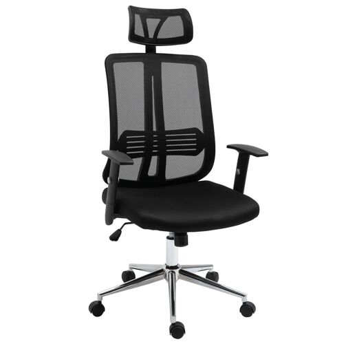 Vinsetto Fauteuil de bureau manager grand confort chaise de bureau réglable tissu maille polyester noir