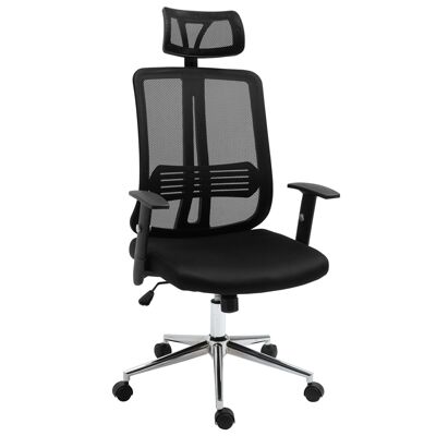 Vinsetto Cómoda silla de oficina de gerente silla de oficina ajustable tela de malla de poliéster negro