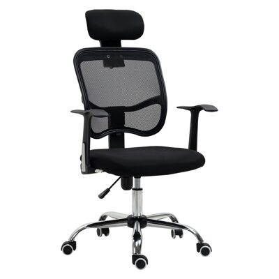Vinsetto Bequemer Manager-Bürostuhl, verstellbarer Bürostuhl, verstellbare Rückenlehne, Chromgestell, schwarzes Polyester-Netzgewebe