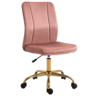 Vinsetto silla de oficina de estilo Art Deco regulable en altura 360° base metálica dorada terciopelo rosa empolvado