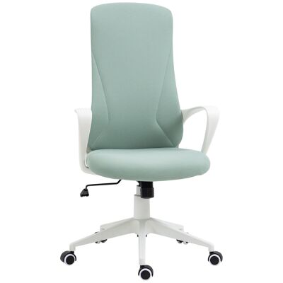 Ergonomischer Manager-Bürostuhl, verstellbare Rückenlehne, Stahl, Nylon, weißes Polyester, Wassergrün