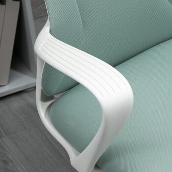 Fauteuil de bureau manager ergonomique inclinable réglable acier nylon blanc polyester vert d'eau 5