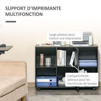 Vinsetto Support d'imprimante - caisson organiseur bureau - 4 niches, placard porte, grand plateau - panneaux particules noir 5