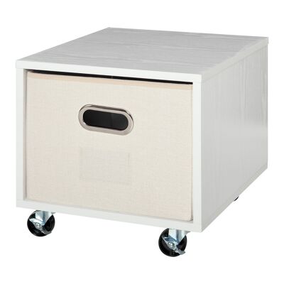 Vinsetto Mobile contenitore ufficio su ruote cassetto portabiancheria beige con porta etichette in agglomerato bianco