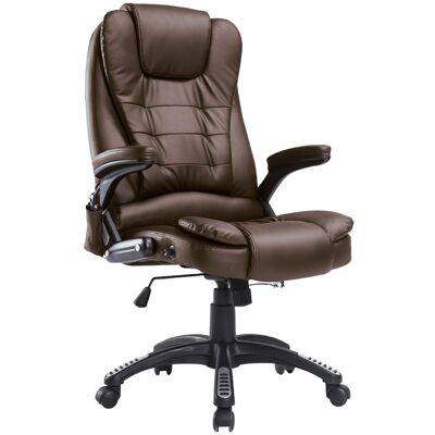Swivel massage executive office chair with electric heated chocolate synthetic cover