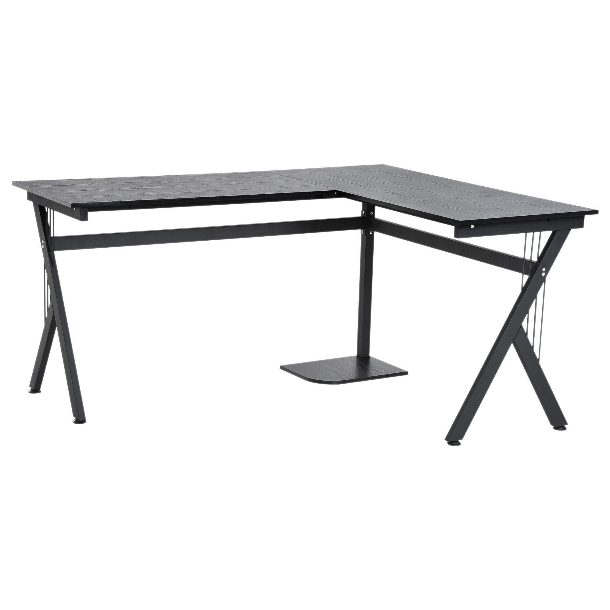 Scrivania angolare per computer dal design contemporaneo 155L x 130L x 76A cm MDF acciaio nero