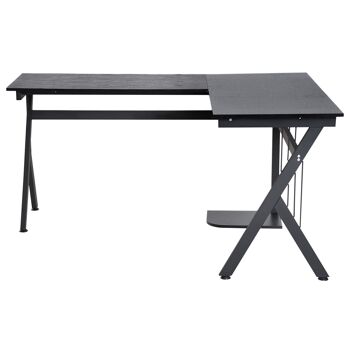 Bureau d'angle informatique design contemporain 155L x 130l x 76H cm MDF acier noir 4