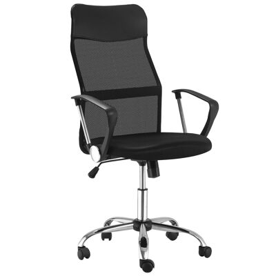 HOMCOM High comfort office manager chair ergonomic backrest adjustable seat height swivel black mesh fabric