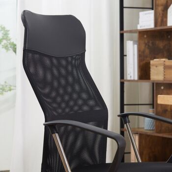 HOMCOM Fauteuil de bureau manager grand confort dossier ergonomique hauteur assise réglable pivotant tissu maille noir 5