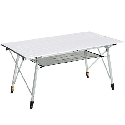Mesa plegable de aluminio mesa de camping mesa de jardín para 6 personas altura ajustable + bolsa de transporte