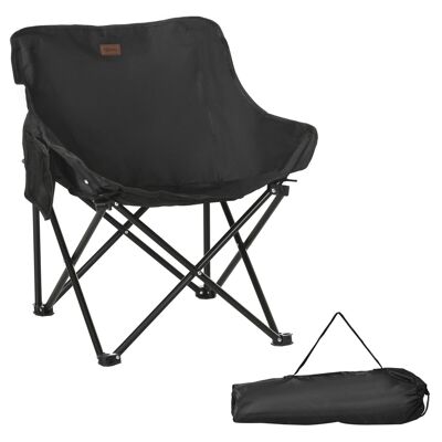 Silla de camping plegable con bolsa de transporte y bolsa de almacenamiento acero oxford negro