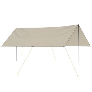 Tente tarp de camping bâche 5 x 3 m protection solaire avec 2 mâts et sac de transport multifonction kaki 1