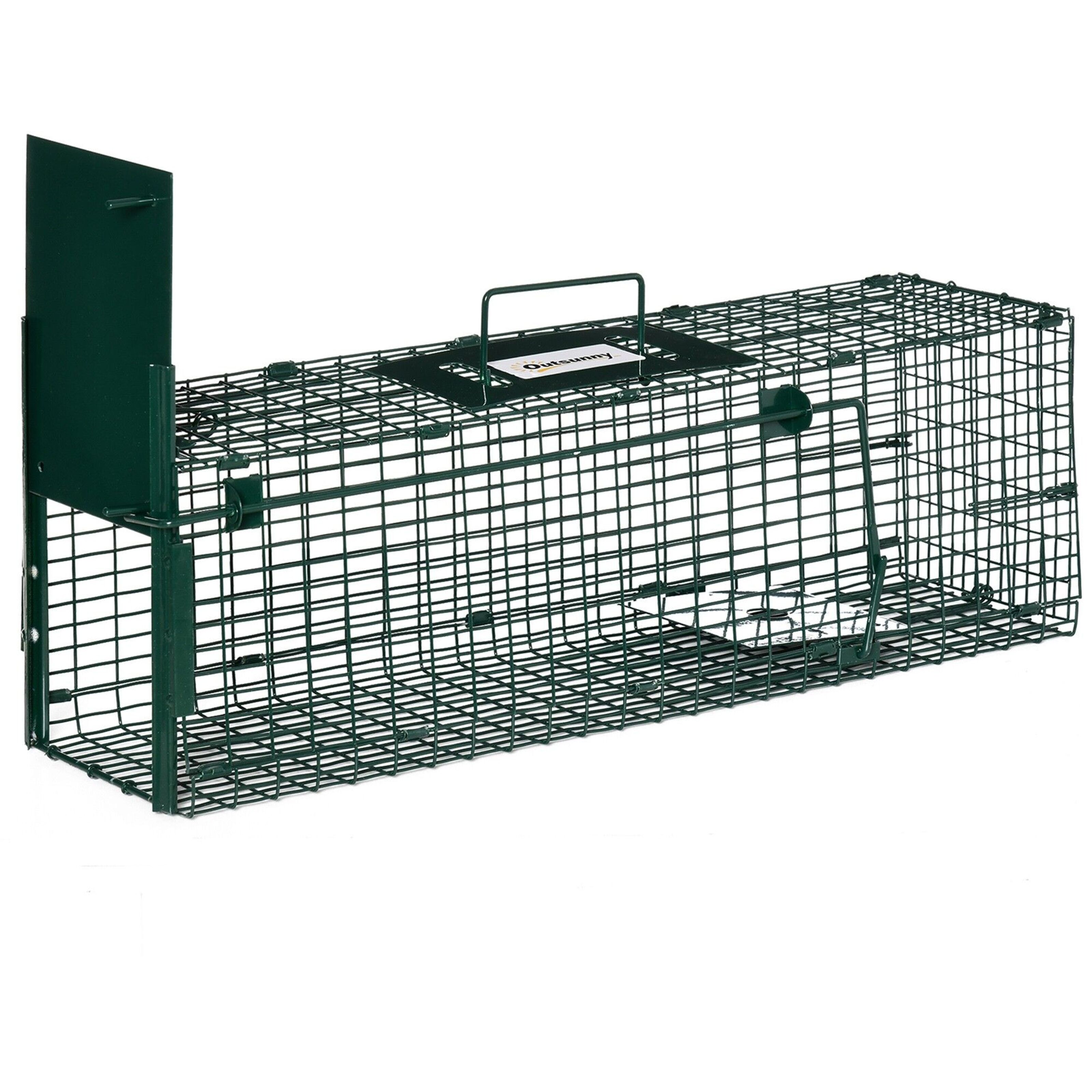 Outsunny - Piège de capture pliable pour petits animaux type lapin rat - 2  portes, poignée - dim. 66L x 24l x 30H cm - acier
