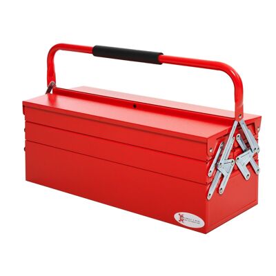 HOMCOM Caja de herramientas de metal - caja de herramientas - caja de herramientas 3 niveles 5 bandejas retráctiles - chapa de acero roja