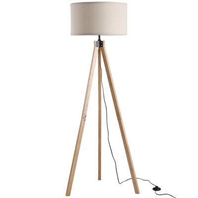Lámpara de pie trípode de estilo escandinavo 40 W máx. Dim. 45L x 45W x 152H cm madera de pino beige lino