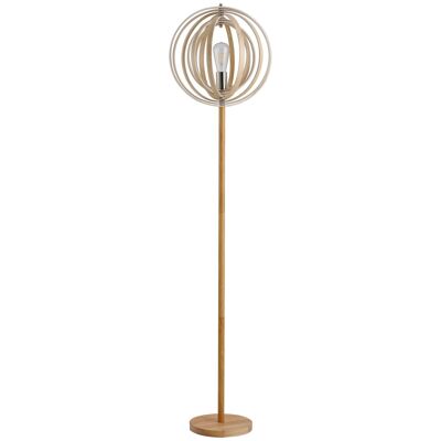 Lámpara de Pie Circular 40 W Max. Pantalla de madera natural clara Ø 38 x 160 cm