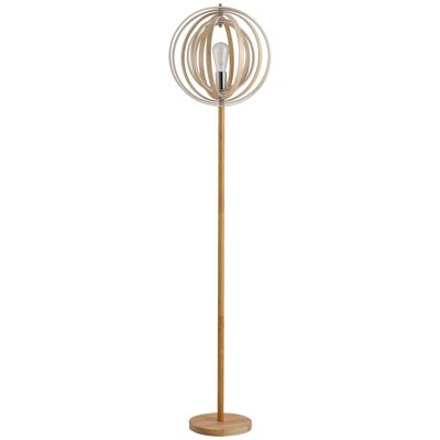 Lampada da terra circolare 40 W max. Paralume in legno naturale chiaro dim Ø 38 x 160 cm