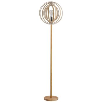 Lampadaire sur Pied Circulaire 40 W Max. Abat-Jour bois naturel clair dim. Ø 38 x 160 cm 1