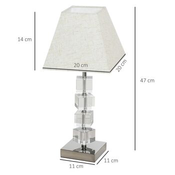 Lampe style cristal - lampe de table design contemporain - Ø 20 x 47H cm - abat-jour polyester blanc beige 3