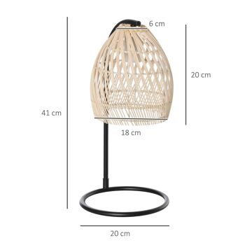 Lampe de table arquée - lampe à poser style néo-rétro - Ø 20 x 41H cm - abat-jour rotin naturel 3