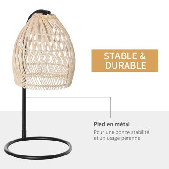 Lampe de table arquée - lampe à poser style néo-rétro - Ø 20 x 41H cm - abat-jour rotin naturel 5