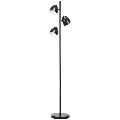 Lampada da terra design industriale 3 lampadine max. Paralumi orientabili in acciaio nero da 40 W