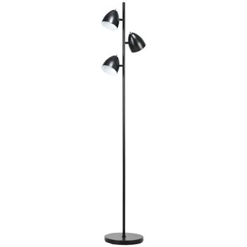 Lampadaire design industriel 3 ampoules max. 40 W abats-jours orientables acier noir 1