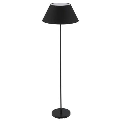 HOMCOM Stehleuchte rund H.1,48 m 40 W max. Lampenschirm mit Stangenfuß aus Metall, Ø 45 cm, schwarze Polyester-Baumwolle