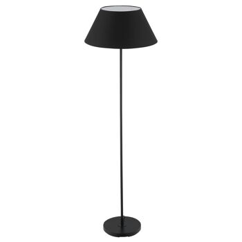 HOMCOM Lampadaire sur pied circulaire H.1,48 m 40 W max. piètement mât métal abat-jour Ø 45 cm polyester coton noir 1